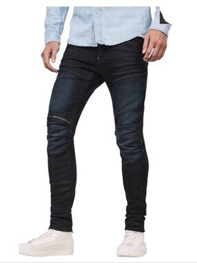 G Star Raw Men's 5620 3D Zip-Knee Skinny Jeans Dark Blue